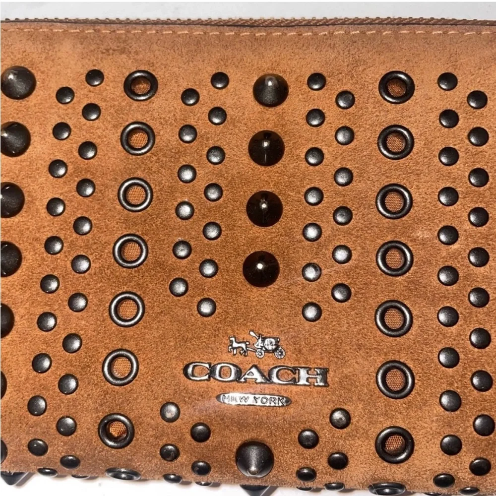 Coach Brown suede Studded Wallet - Picture 2 of 5